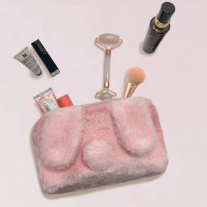 Factory Custom Soft Fur Fabric Rabbit Unicorn Shape Makeup Bag Cosmetic Travel Toiletry Bag Soft Large Case