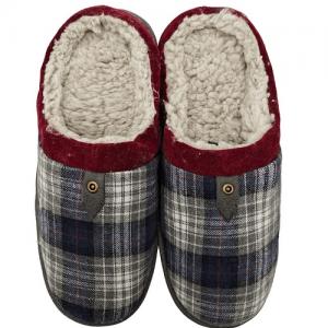 Fashion-design Plaid Style Winter Slippers Soft Cotton Fabric Closed and round Toe unisex warm Anti-Slippery
