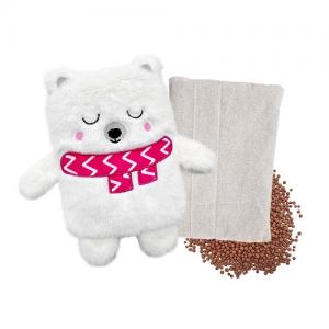 Hot selling cute white bear heat pack clay beads filling