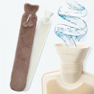 long hot water bottle with grey cover 
